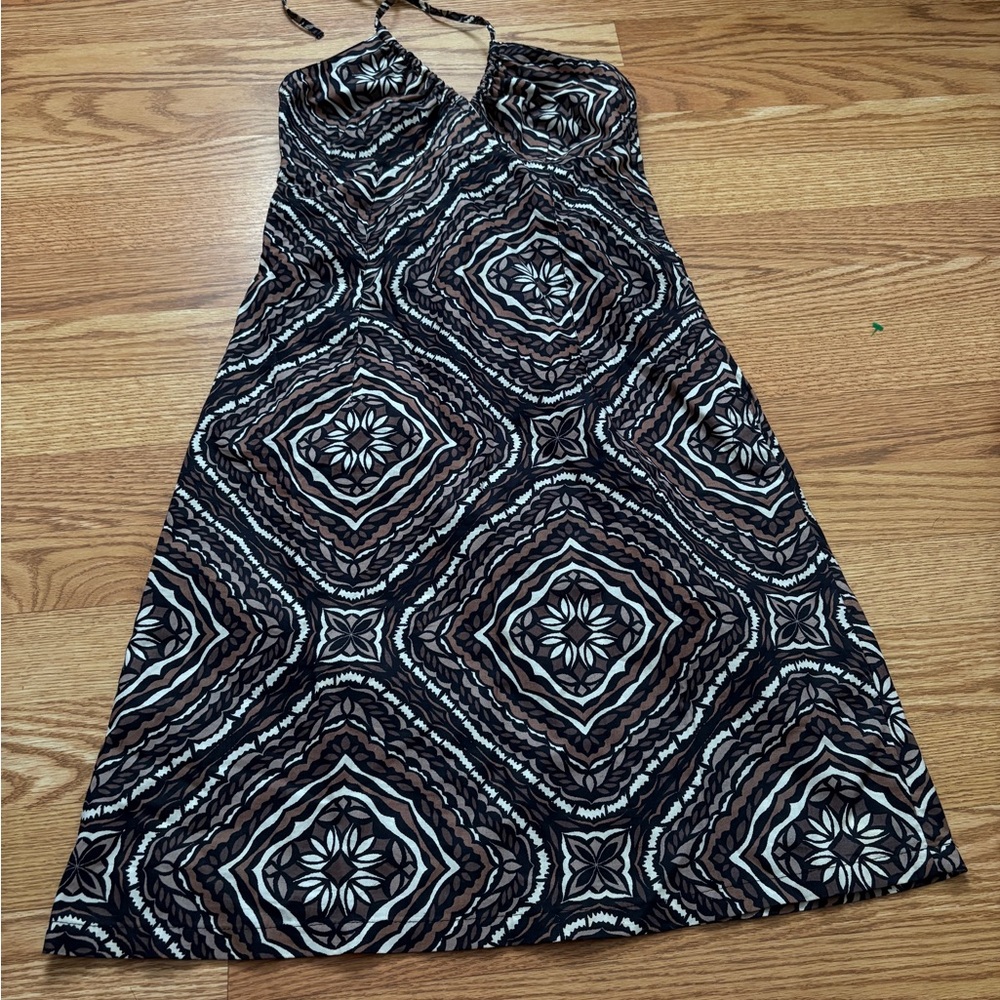 H&M Black and Brown Geometric Backless Dress